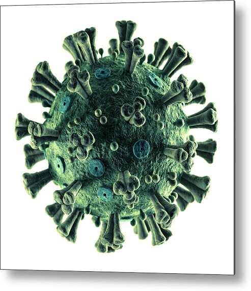 Close-up Metal Print featuring the photograph Accurate Coronavirus 2019-nCoV on White by Fpm