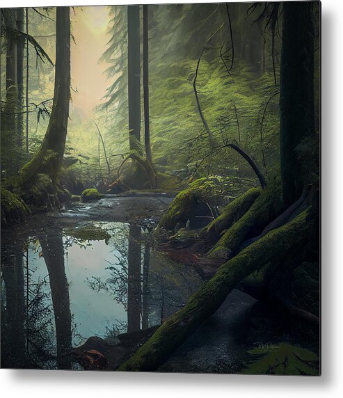 Landscape Metal Print featuring the digital art After the weekend rains by Bill Posner