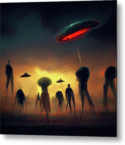 Alien Metal Print featuring the digital art Alien Invasion 05 by Matthias Hauser