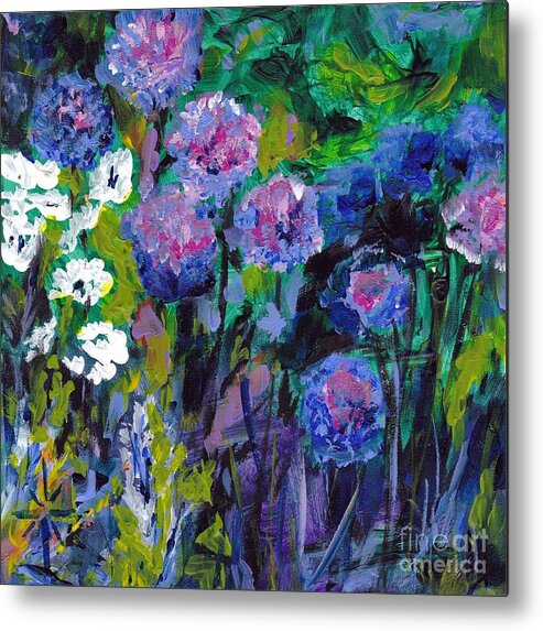 Flowers Metal Print featuring the painting Allium by Jodie Marie Anne Richardson Traugott     aka jm-ART