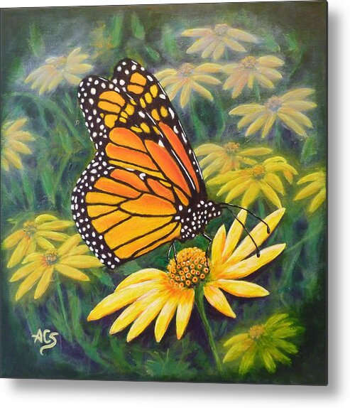 Monarch Butterfly Metal Print featuring the painting Always with You by Amelie Simmons