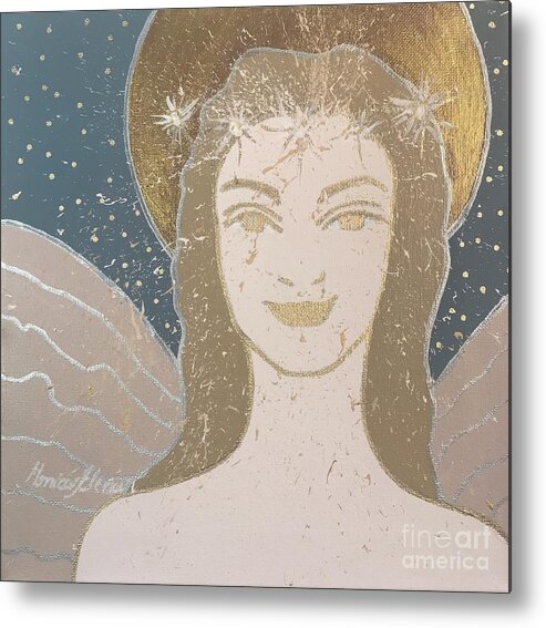 Angel Metal Print featuring the painting Angel Adriana by Monica Elena