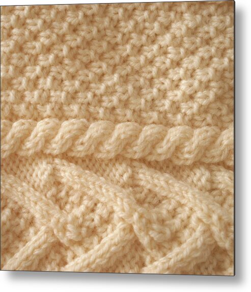 Material Metal Print featuring the photograph Aran Knit Background by LazingBee