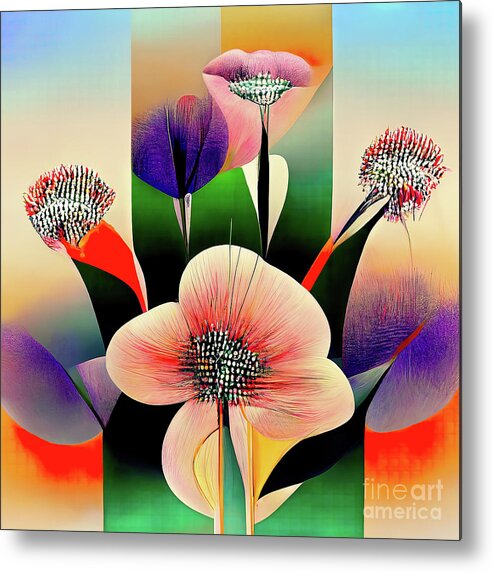  Metal Print featuring the photograph Art Deco Floral 05 by Jack Torcello