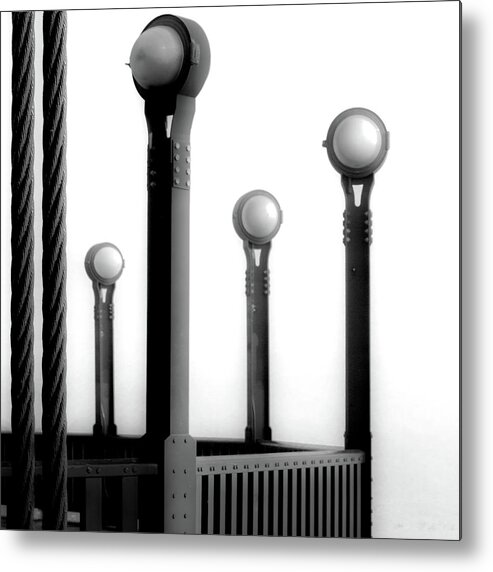 Art Deco Lights Metal Print featuring the photograph Art deco lights, Golden Gate Bridge by Donald Kinney