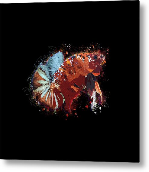 Artistic Metal Print featuring the digital art Artistic Brown Multicolor Betta Fish by Sambel Pedes