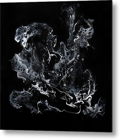 Black And White Metal Print featuring the painting Ataraxia by Michele Cornelius