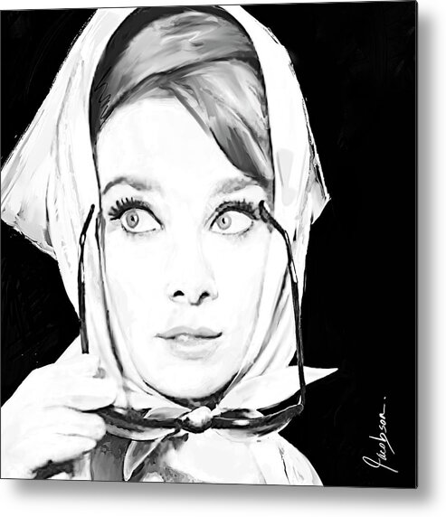 Audrey Metal Print featuring the painting Audrey Hepburn 3 Black/white by Jackie Medow-Jacobson