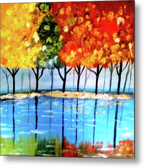Autmn Metal Print featuring the painting Automne a cote du lac by Rusty Gladdish