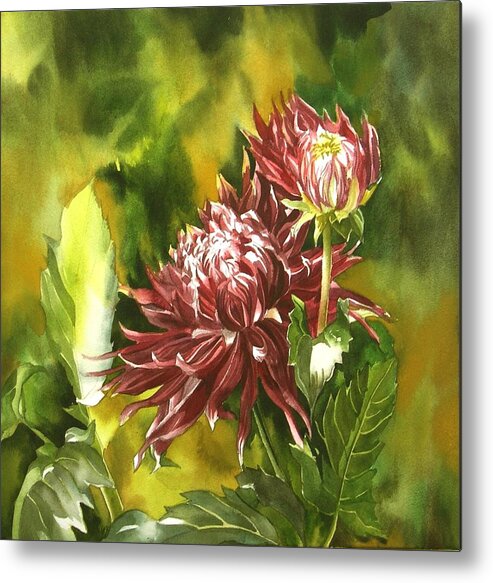 Flower Metal Print featuring the painting Autumn Dahlias by Alfred Ng