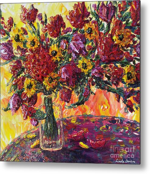 Floral Metal Print featuring the painting Autumn in Full BOOM by Linda Donlin
