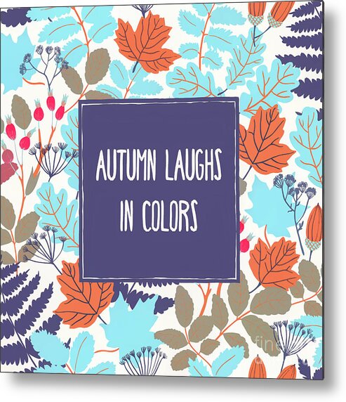 Autumn Metal Print featuring the mixed media Autumn Laughs in Colors by Tina LeCour