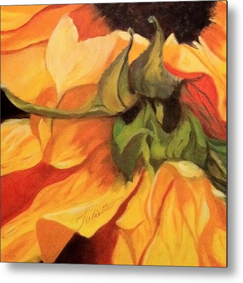 Sunflower Metal Print featuring the painting Autumn memory by Juliette Becker