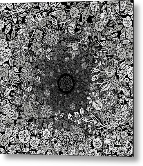 Black And White Metal Print featuring the drawing Aux Fleurs by BFA Prints