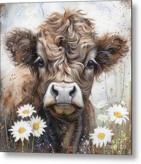 Cow Metal Print featuring the painting Baby Bella by Tina LeCour