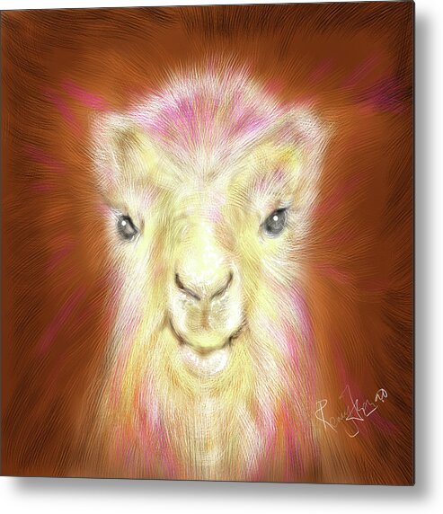 Camel Metal Print featuring the painting Adorable baby Camel by Remy Francis