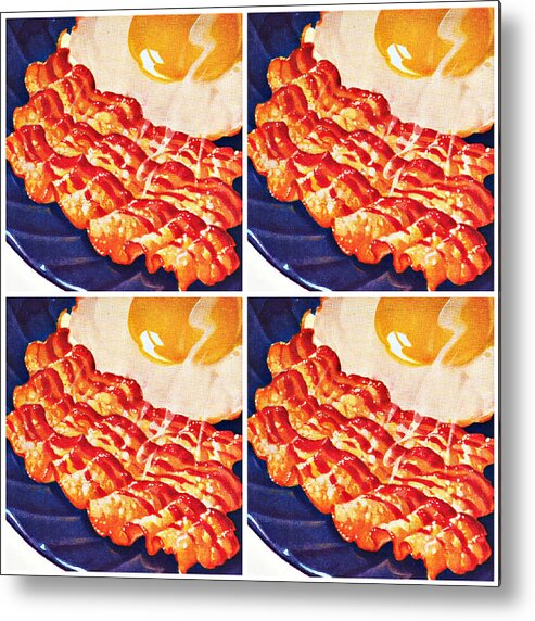 Food Metal Print featuring the mixed media Bacon and Eggs by Sally Edelstein