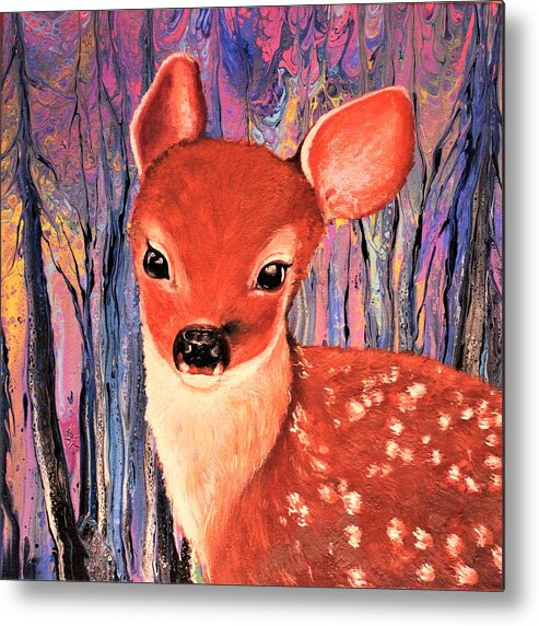 Wall Art Home Décor Bambi Acrylic Painting Abstract Painting Animals Deer Decoration Gift Idea Decoration For A Children's Bedroom Baby Wall Decoration I Love Animals I Love Art Metal Print featuring the painting Bambi by Tanya Harr