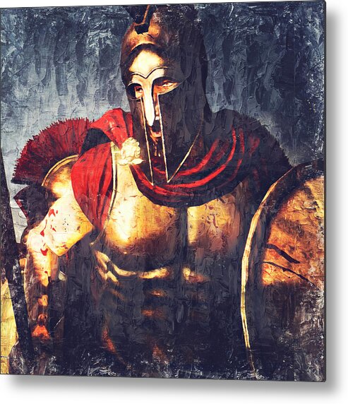 Spartan Warrior Metal Print featuring the painting Battles of ancient Sparta - 12 by AM FineArtPrints