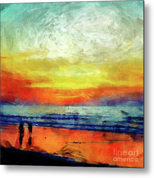Beach Metal Print featuring the digital art Beach At Sunset by Phil Perkins