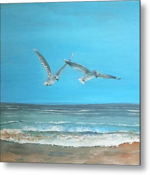  Metal Print featuring the painting Beach Buddies by Linda Bailey