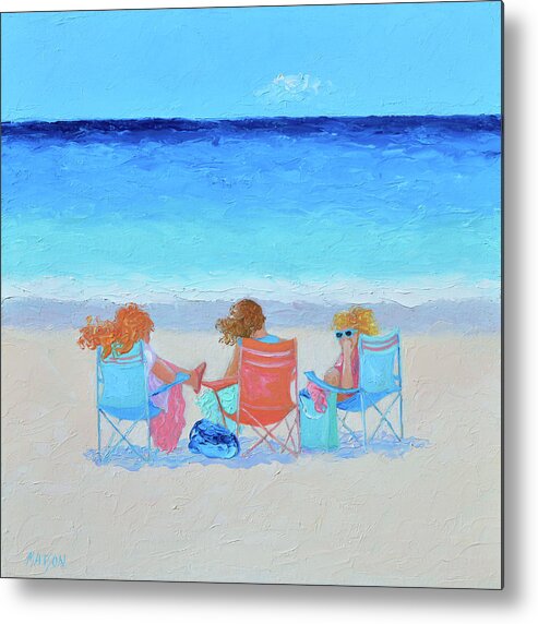 Beach Metal Print featuring the painting Beach Painting - Girl Friends - by Jan Matson by Jan Matson