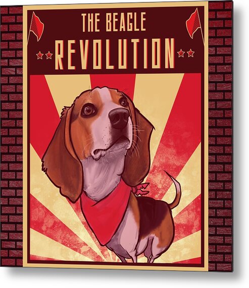 Beagle Metal Print featuring the drawing Beagle REVOLUTION by John LaFree