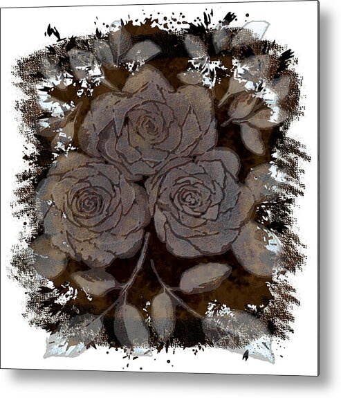 Plants Metal Print featuring the digital art Beautiful Brown and Gray Rose Fossil by Delynn Addams