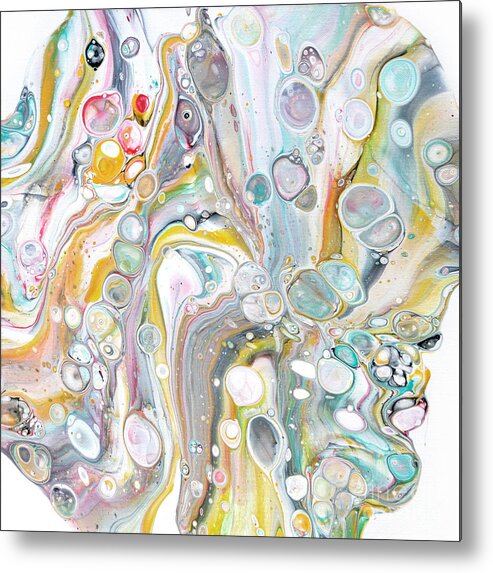 Abstract Fluid Acrylic Painting Metal Print featuring the painting Beauty Salon Blues by Jane Crabtree