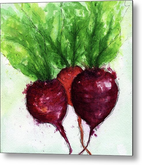 Watercolor Metal Print featuring the painting Beets by Beth Taylor