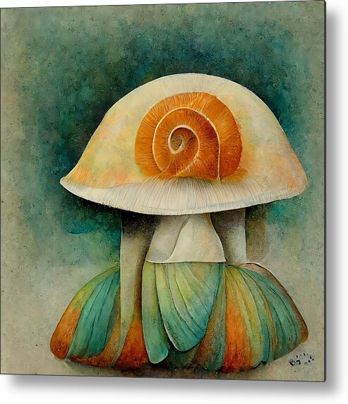 Mushroom Metal Print featuring the digital art Bell Bottomed Shroom by Vicki Noble