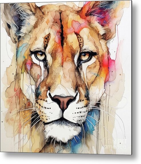 Cougar Metal Print featuring the painting Cougar Cat by Tina LeCour