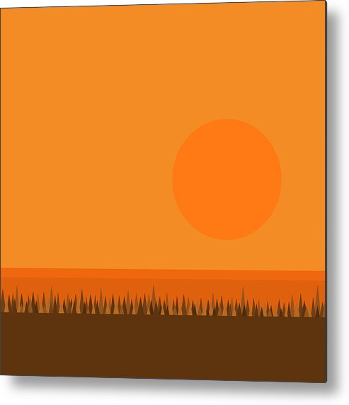 Big Orange Sun Metal Print featuring the digital art Big Orange Sun by Val Arie
