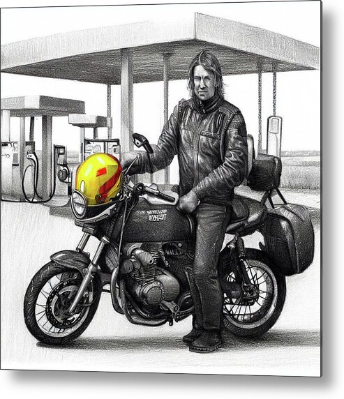 Motorcycle Metal Print featuring the digital art Biker by David Letts