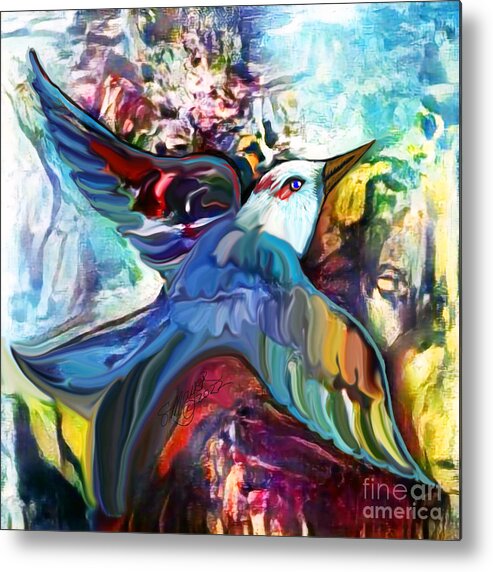 American Art Metal Print featuring the digital art Bird Flying Solo 012 by Stacey Mayer