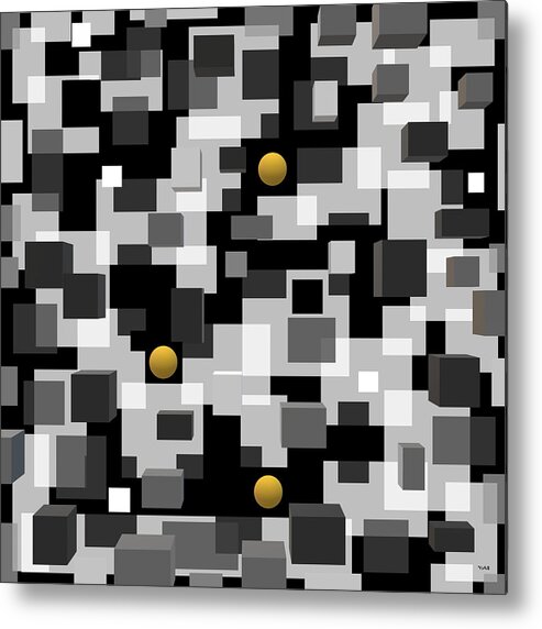 Black Squares Metal Print featuring the digital art Black Squares by Val Arie