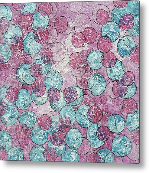 Bubbles Metal Print featuring the painting BLOWING BUBBLES in Pink and Blue Abstract by Lynnie Lang