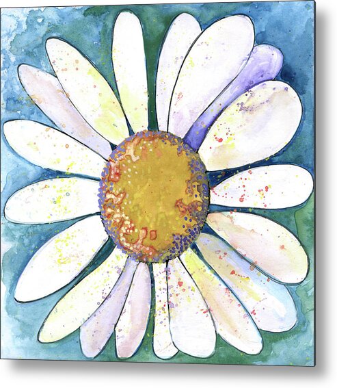 Daisy Metal Print featuring the painting Blue Green Daisy by Michele Fritz