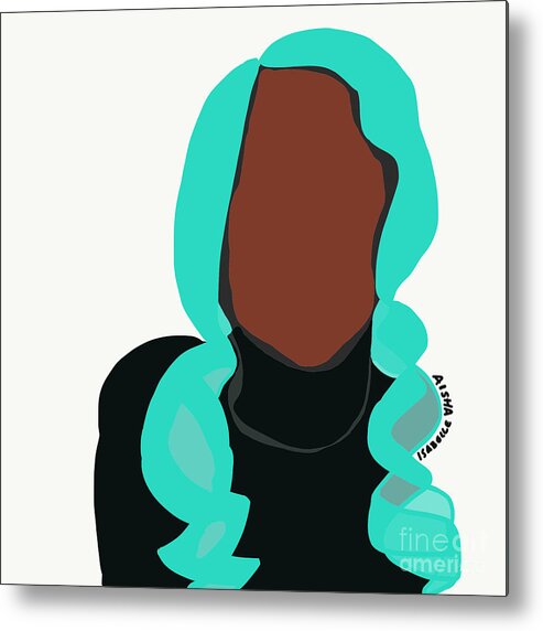 Blue Metal Print featuring the digital art Blue Hair I by Aisha Isabelle