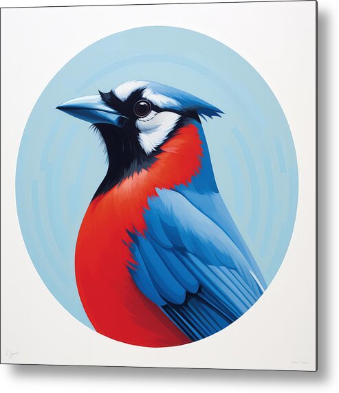 Blue Jay Metal Print featuring the painting Blue Jay Paintings by Lourry Legarde