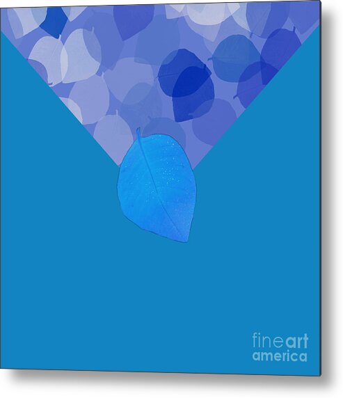 Blue Metal Print featuring the digital art Blue Leaf Collage Design for Bags by Delynn Addams