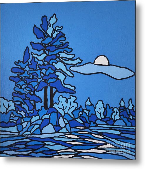 Trees Metal Print featuring the painting Blue Moon by Petra Burgmann