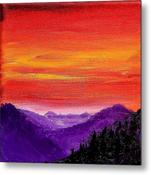 Landscape Metal Print featuring the painting Blue Ridge Sunset by Amy Kuenzie