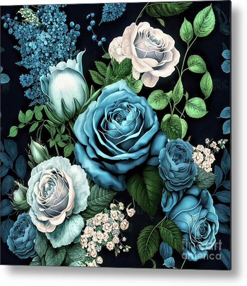 Blue Roses Metal Print featuring the painting Beautiful Blue Roses 2 by Tina LeCour