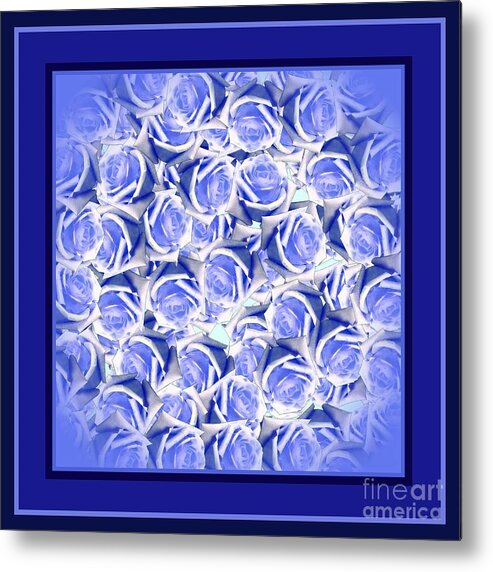 Blue Metal Print featuring the digital art Blue Roses 2020 Trending Color by Delynn Addams