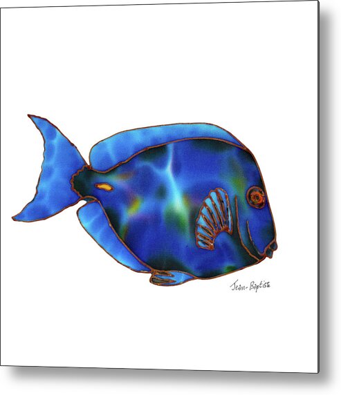 Blue Tang Metal Print featuring the painting Blue Tang white background by Daniel Jean-Baptiste