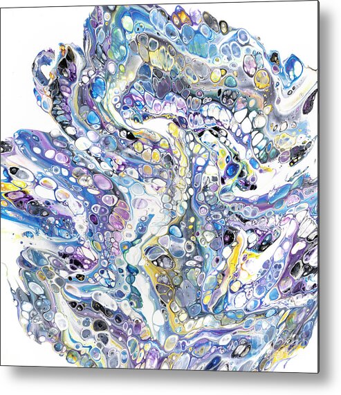 Fluid Acrylic Pour Painting Metal Print featuring the painting Blue Tangle by Jane Crabtree