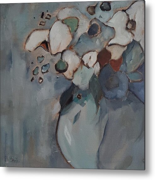 Floral Art Metal Print featuring the painting Blue Valentine by Sheila Romard