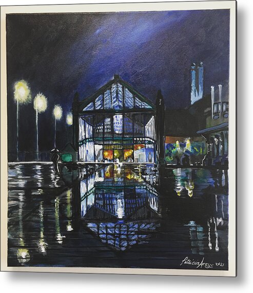 #asburypark #asburycasino Metal Print featuring the painting Boardwalk Reflections by Patricia Arroyo