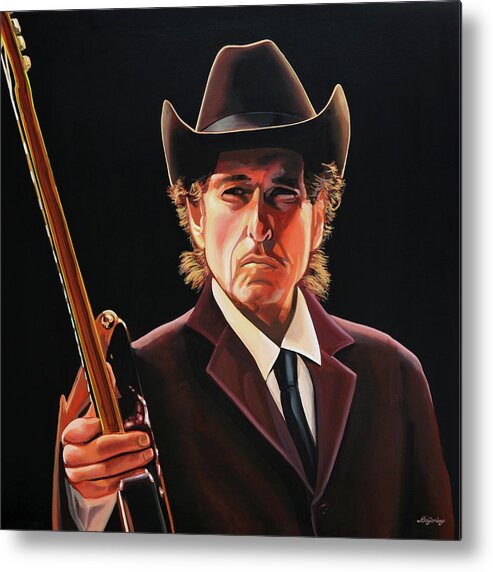 Bob Dylan Metal Print featuring the painting Bob Dylan Painting 2 by Paul Meijering